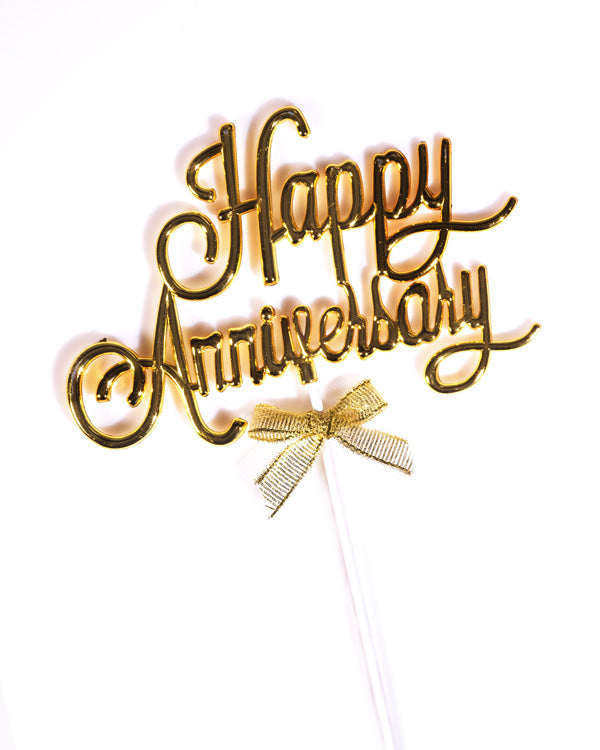 'Happy Anniversary' Topper (3D, Gold)
