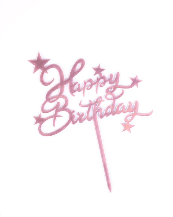 'Happy Birthday' Topper (Pink, Stars)