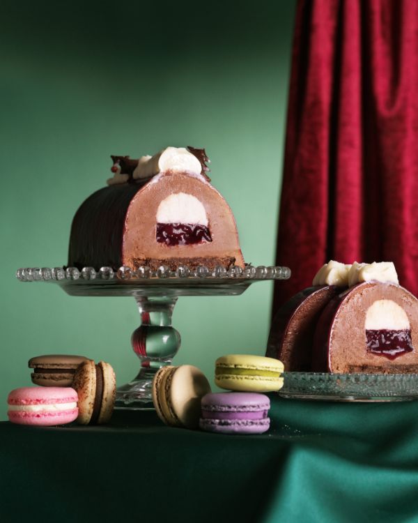 Macaron Feline (Xmas) + Black Forest Log Cheesecake