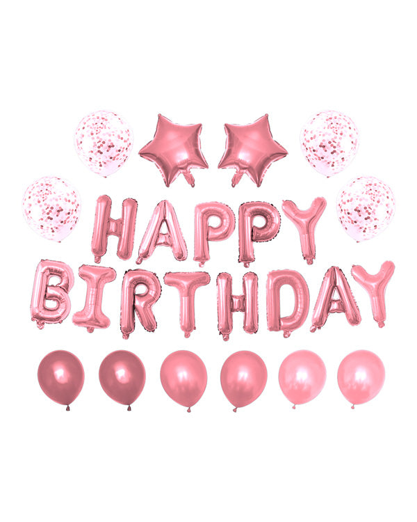 'Happy Birthday' Balloons Set (Pink)